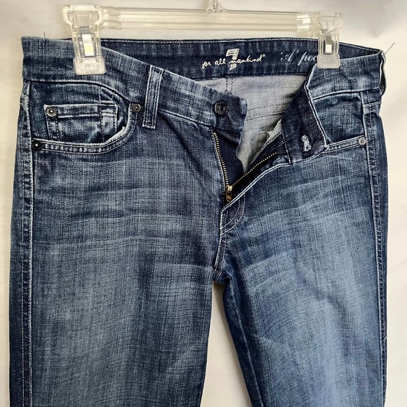 7 for all Mankind "A" Pocket Low Rise Jeans Size 28 Medium Wash Denim Wide Leg - Picture 4 of 13